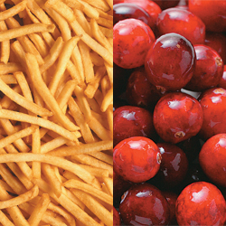 french fries and berries
