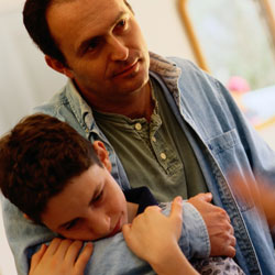Dad and child with hemophilia