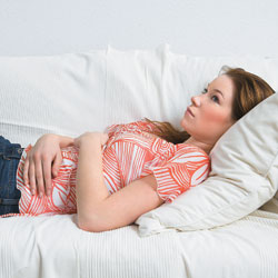 Girl with menstrual cramps