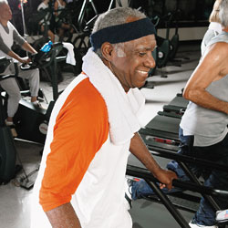 Man with hemophilia on a treadmill