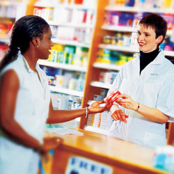 Woman and pharmacist