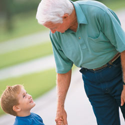 Grandpa and boy with hemophilia