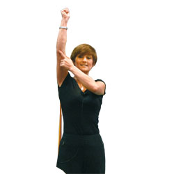 Angie Forsyth demonstrates a resistance band