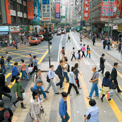 People walking on street in China