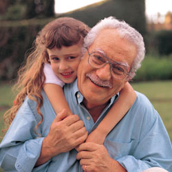 Grandpa with hemophilia with granddaughter