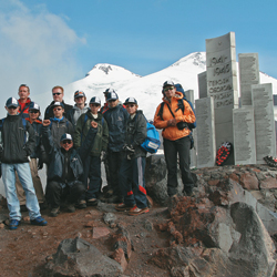 Russians with hemophilia hiking a mountain